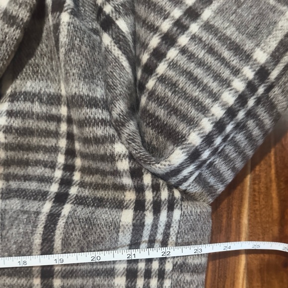 Men's Brown Plaid Double-Breasted Topcoat Size Large - Picture 7 of 8